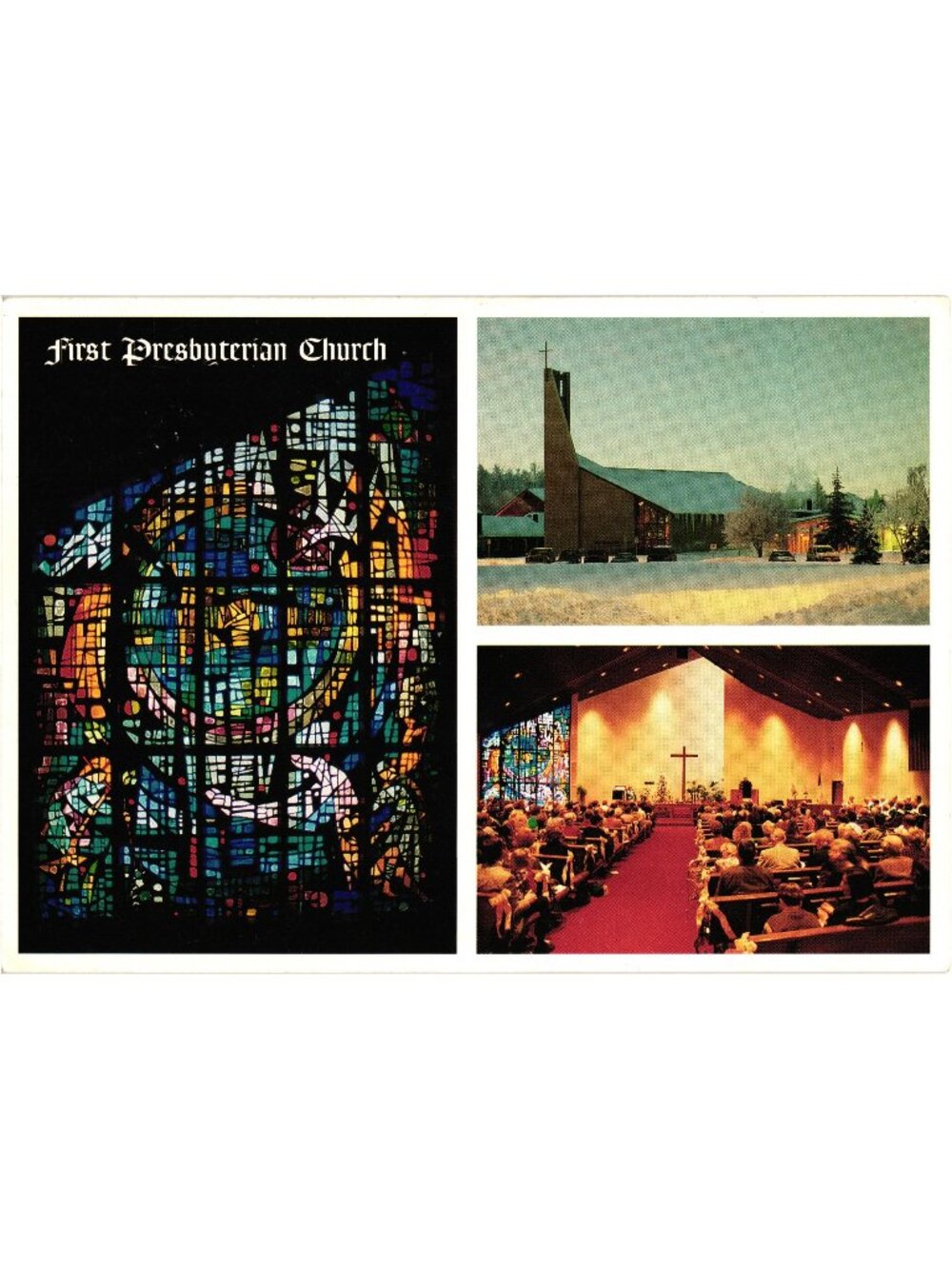 First Presbyterian Church Anchorage Alaska Multiview Postcard Stained Glass